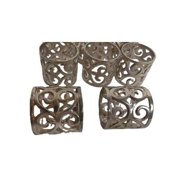International Silver Company Other - Vintage International Silver Co Silverplated Filigree Scroll Napkin Rings Set 8